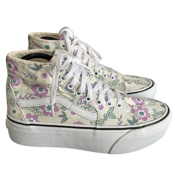 Vans Shoes - Vans Sk8-Hi Platform Floral Light Green Sneakers Womens 9 Mens 7.5 721356